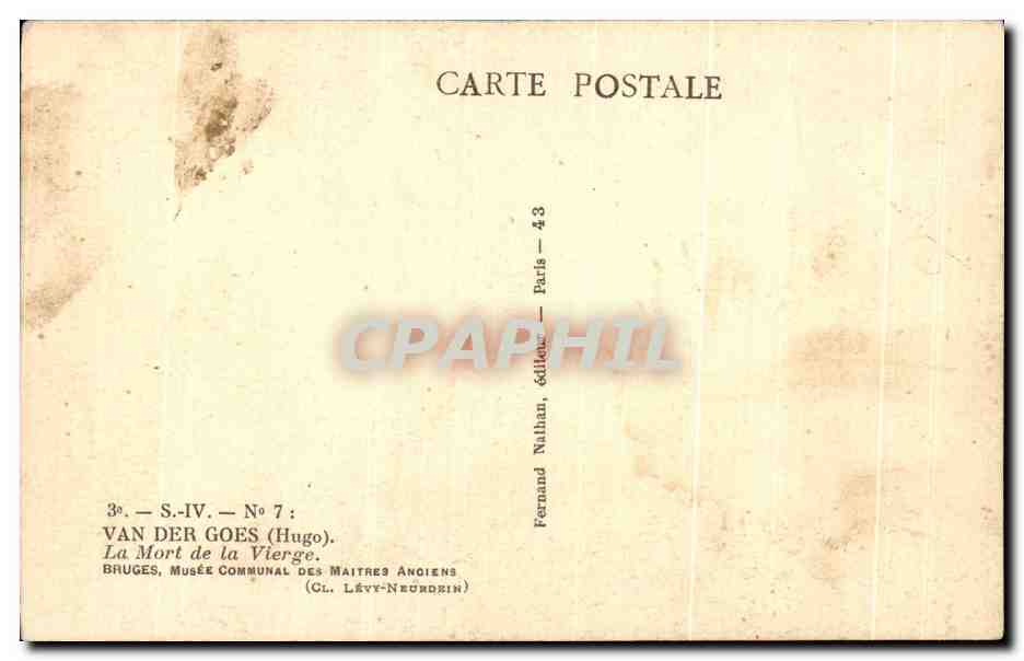 CPA Van Der Goes (Hugo) La Mort de la Vierge Bruges Musee Communal des Maritres Angiens — Verso