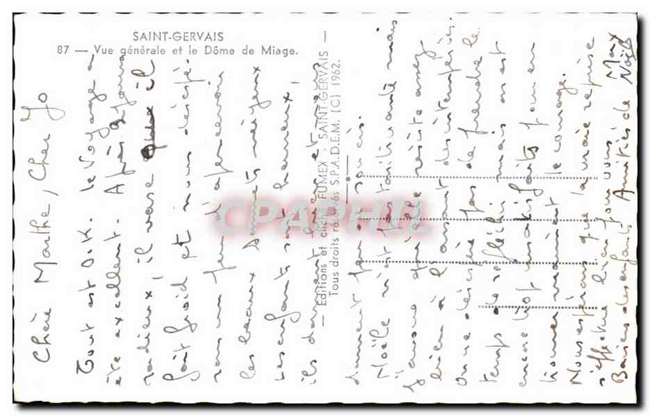 Saint-Gervais — Vista generale e il Dôme de Miage — Edizioni Fumex — Verso