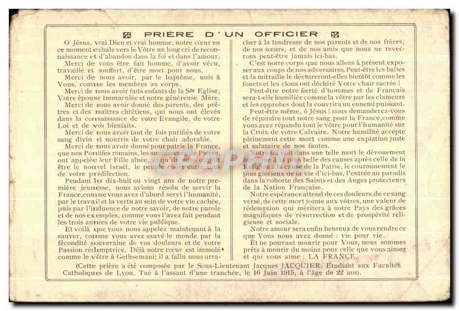 CPA en format double Priere d'un officier Militaria — Rückseite
