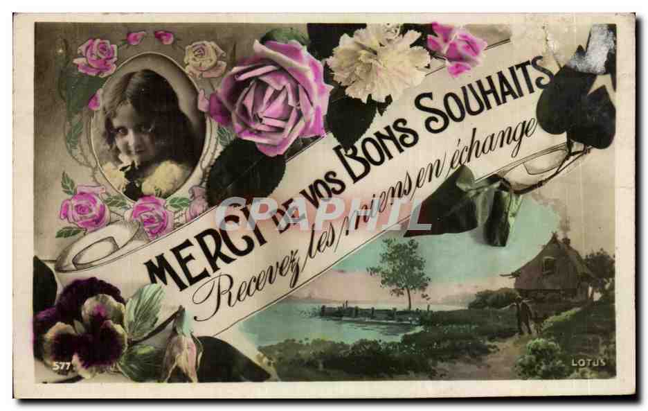 CPA Fantaisie Enfants Merci De vos Bons Souhaits 