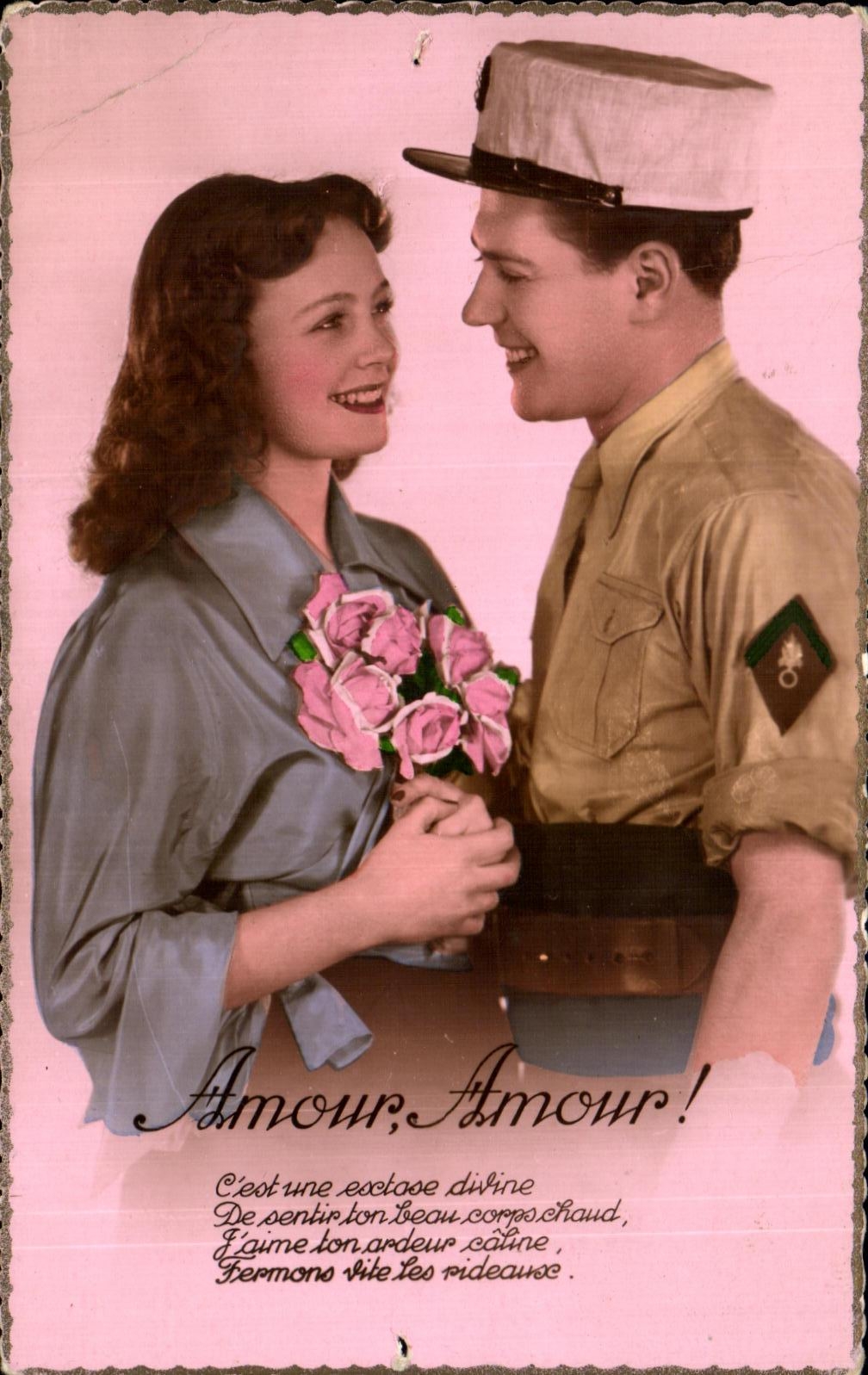 CPA Amour Fantaisie Couple Militaria 