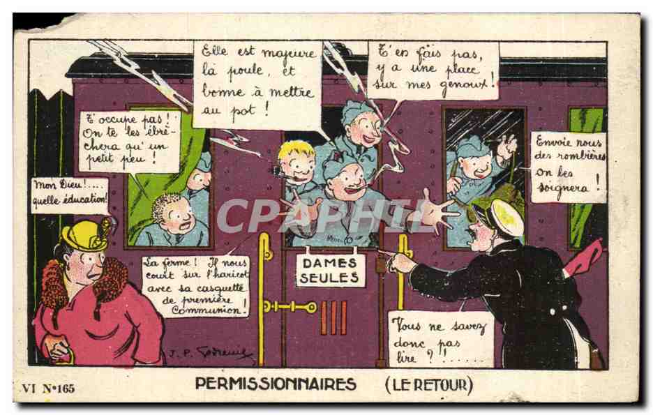 CPA Militaria Permissionnaires Le retour