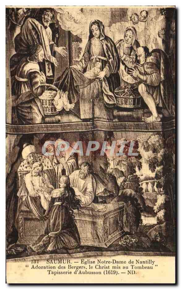 CPA Saumur Eglise Notre Dame de Nantilly Adoration des Bergers le Christ mis au Tombeau Tapisserie d'Aubusson