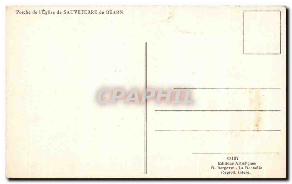 CPA Porche de I'Eglise de Sauveterre de Bearn — Rückseite