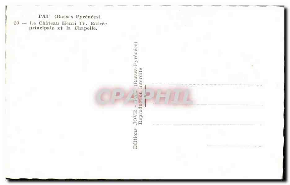 Pau (Basses-Pyrénées) — Le Château Henri IV, Entrée principale et la Chapelle — Éditions JOYE — Reverso