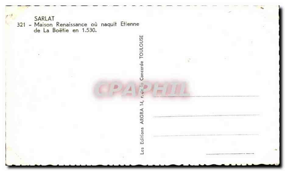 Maison Renaissance — où naquit Étienne de La Boétie — éd. ARGRA, n° 321 — Reverso