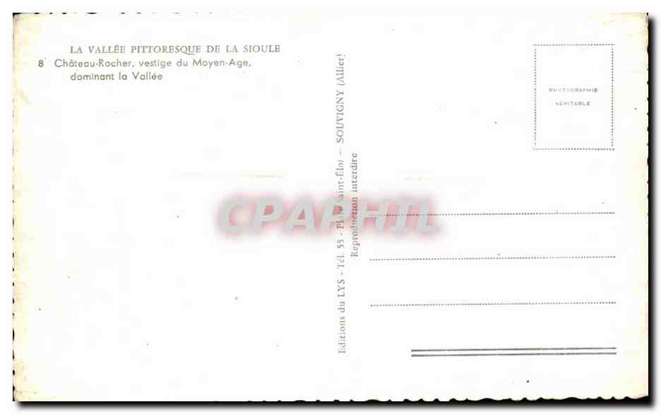 Château-Rocher — vestige du Moyen-Âge dominant la Vallée — Éditions du LYS - Plaisant-Flor — Verso