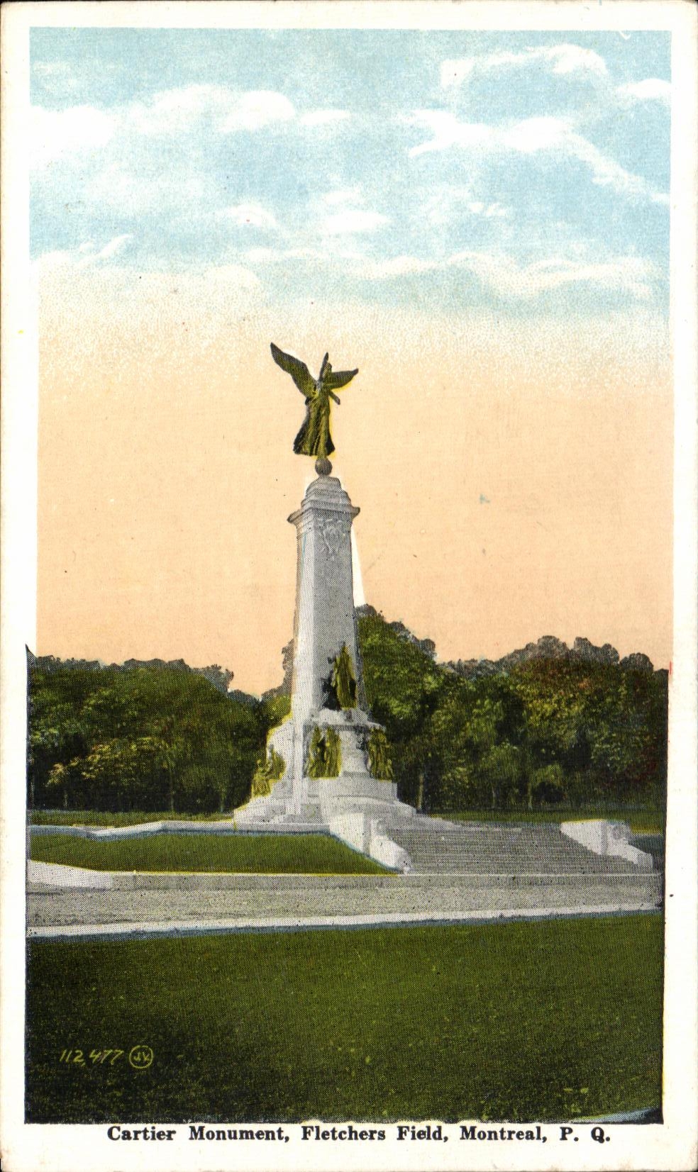 CPA Cartier Monument Fletchers Field Montreal