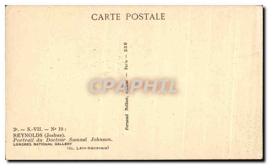 CPA Reynolds Portrait du Docteur Samuel Londres — Back