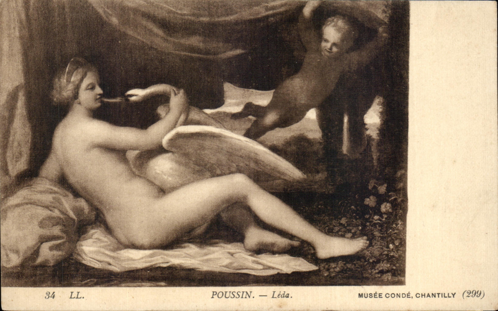 CPA Poussin LedaMusee Conde Chantilly Femme nue