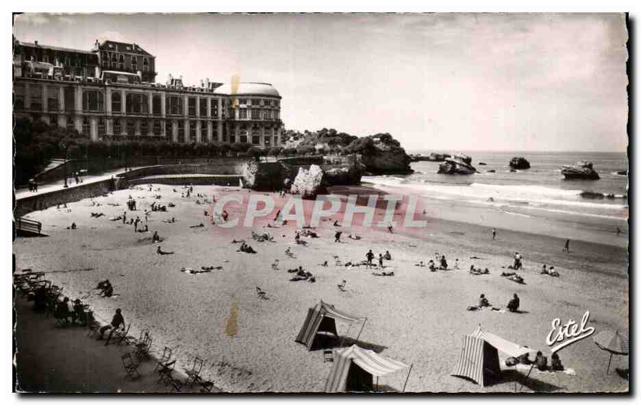 CPA Biarritz La Grande Plage devant le Casino Bellevue The Mani Beach Before t5he Bellevue Casino