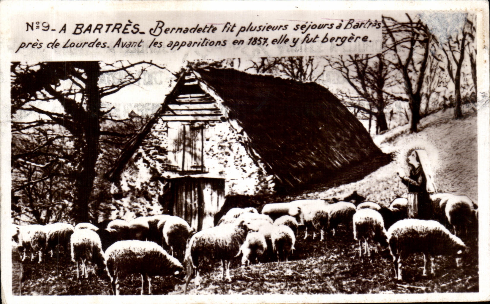 Bartrès — Bernadette fut bergère avant les apparitions — Édition P. Doucet, Lourdes, n°9