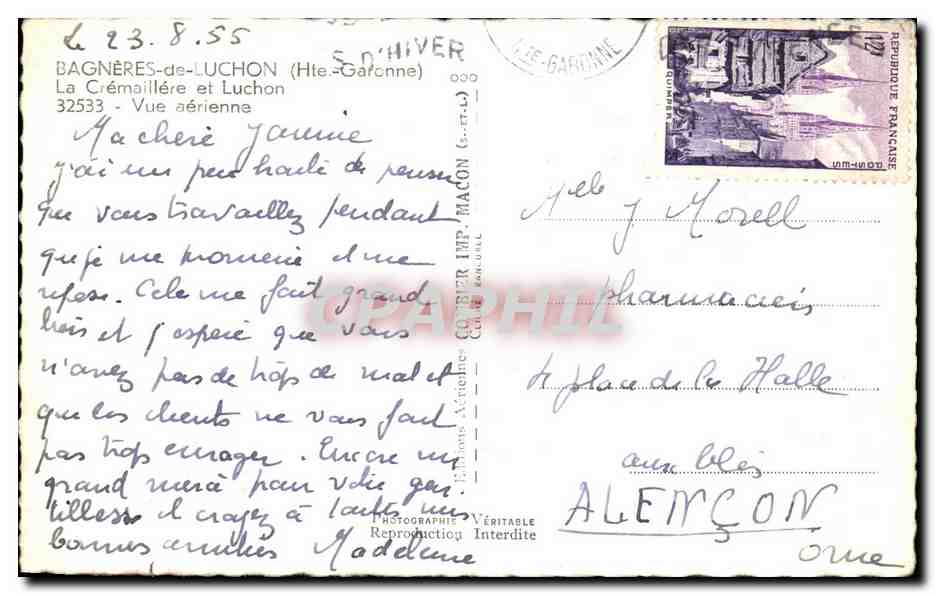 Bagnères-de-Luchon — Vue aérienne — Photographie d'Artémis — Verso