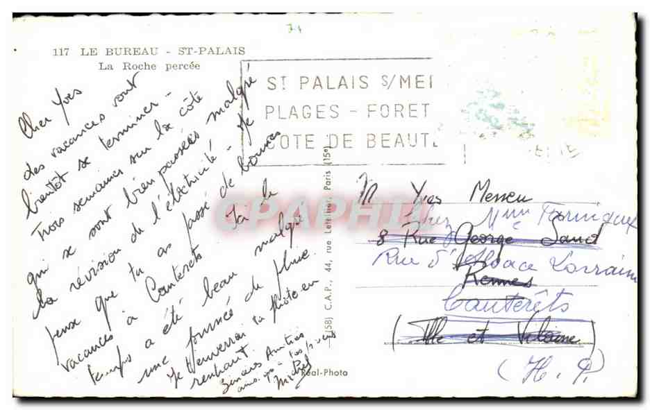 CPA Le Bureau St Palais La Roche Percee — Rückseite