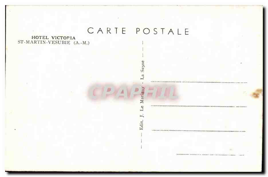 CPA Hotel Victoria Saint Martin Vesubie — Rückseite