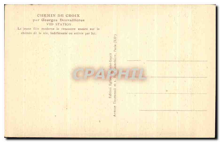 CPA Saint Condvit Rome Chemin de croix Georges Desvallieres  — Verso