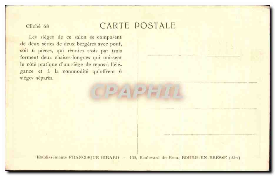 CPA Meuble par Francisque Girard Salon Bourg en Bresse — Rückseite