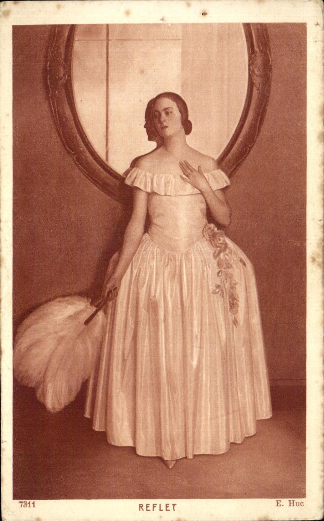 Antike Ansichtskarte Reflet Femme