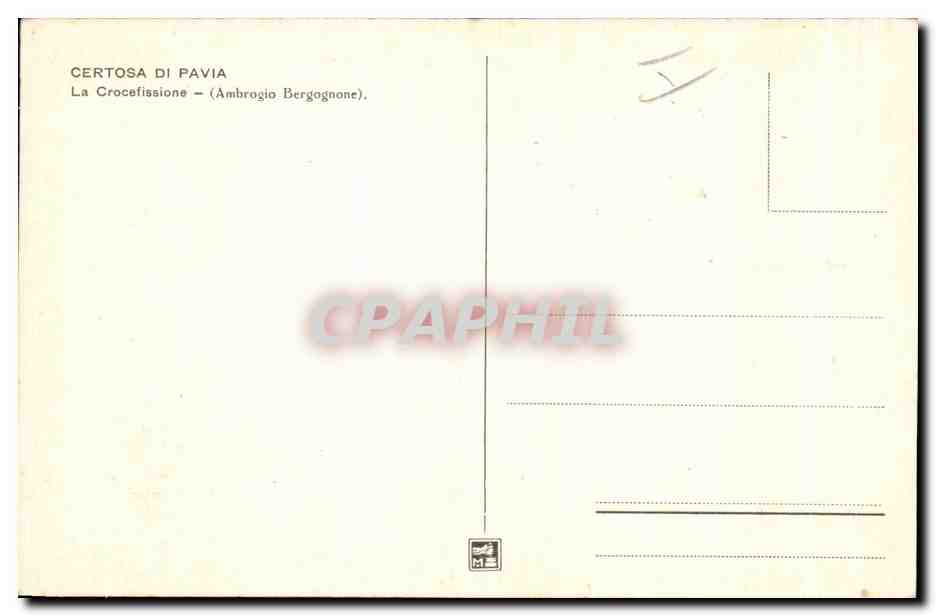 CPA Certosa Di Pavia La Crocefissione — Rückseite