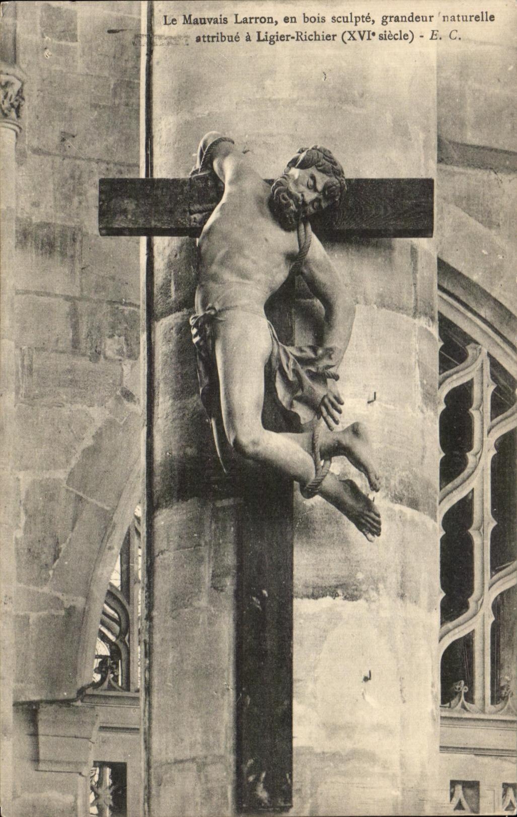 Le Mauvais Larron — Holzschnitzerei des 16. Jahrhunderts, zugeschrieben Ligier-Richier — E.C.