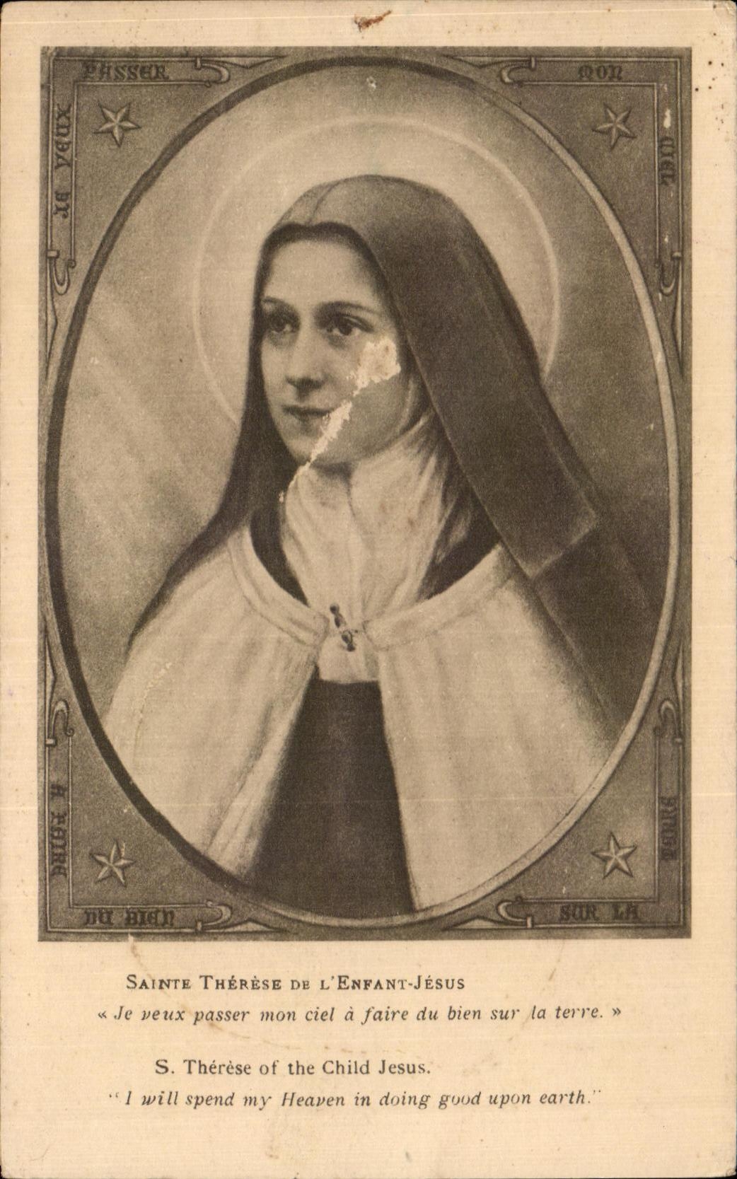 CPA SAinte Therese De Enfant Jesus Je veux passer mon ciel a faire du bien sur la terre Lisieux