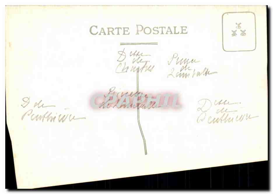 Séance de thé — Verso : 'Carte Postale' avec écriture manuscrite — Achterkant
