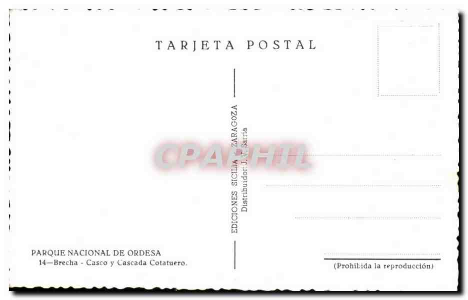 CPA Parque Nacional De Ordesa Brecha Cascoy Cadscade Cotaturro — Back