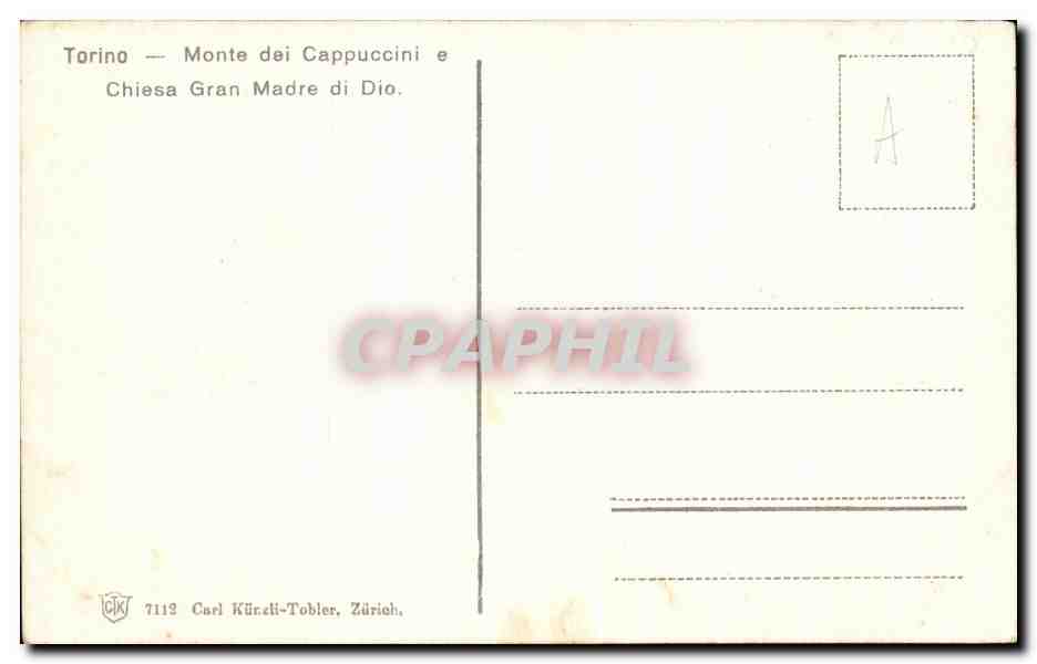 CPA Torino Monte dei Cappuccini Chiesa Gran Madre di Dio — Rückseite