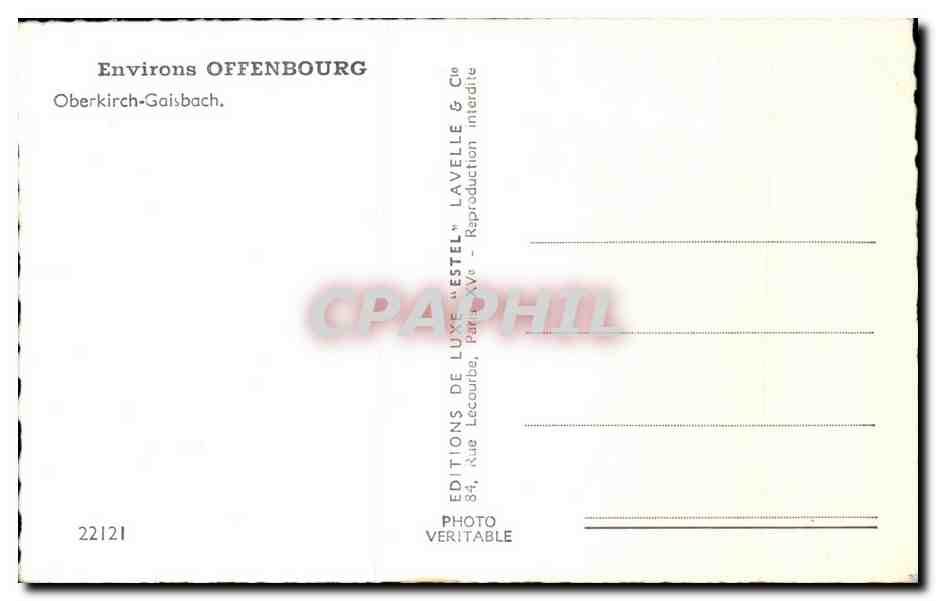 CPA Environs Offenbourg Oberkirch Gaisbach — Rückseite