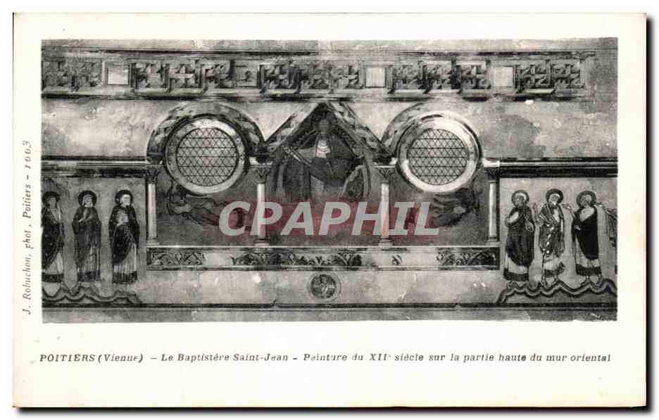 Poitiers (Vienne) — Le Baptistère Saint-Jean — Peinture du XIIe siècle sur la partie haute du mur oriental — J. Robuchon, phot. Poitiers - 100.3
