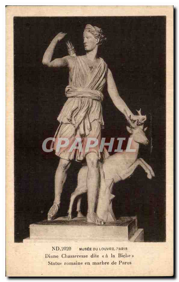 CPA Musee du Louvre Paris Diane Chasseresse dite a la Biche Statue romaine en marbre de Paros Paris 