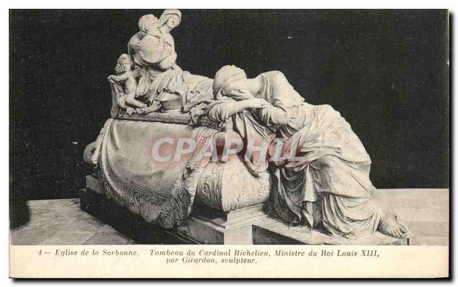 CPA Eglise de la Sorbonne Tombeau du Cardinal Richelieu Ministree du Roi Louis Xlll par Girardon seulpteur