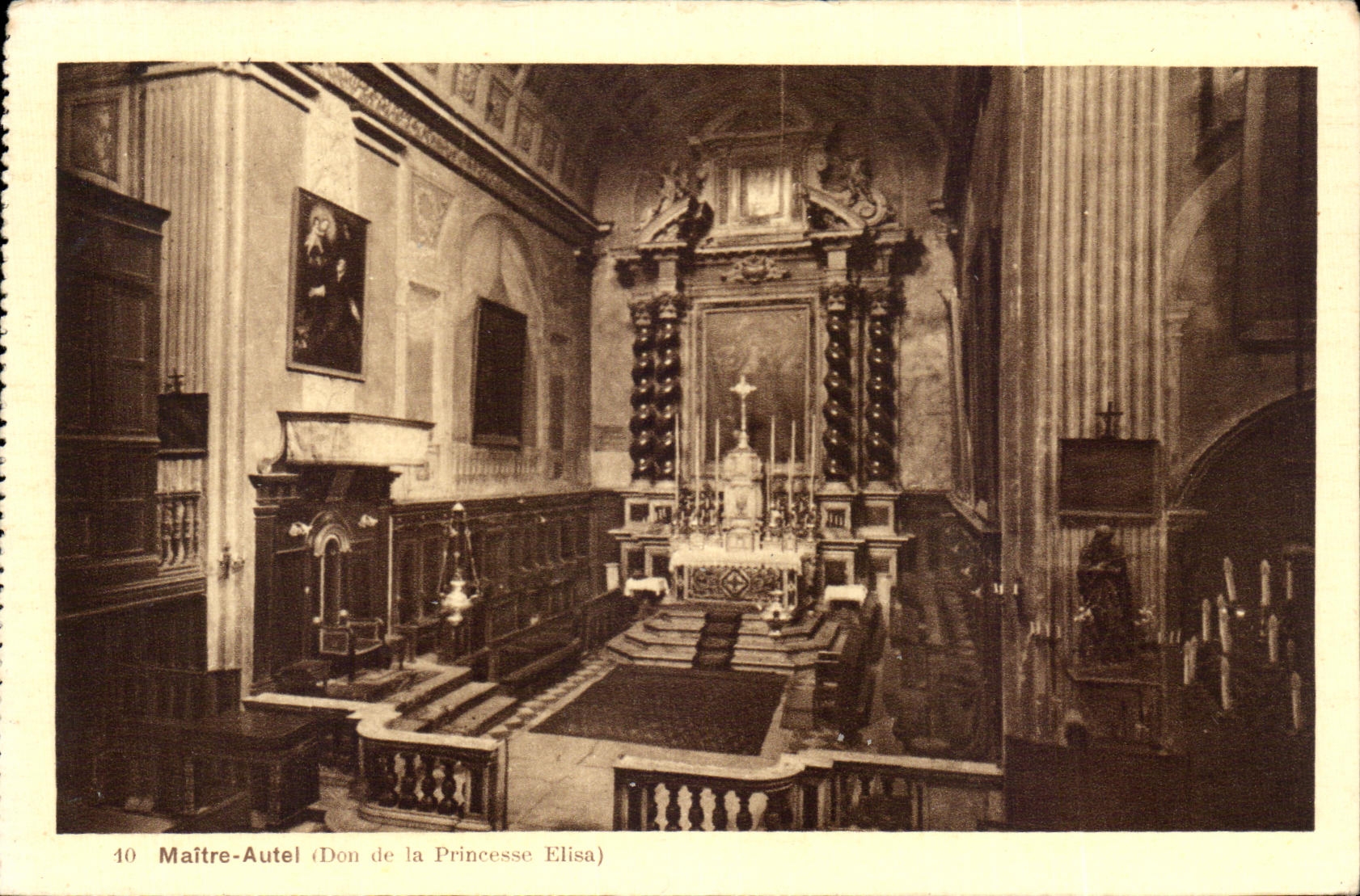 Intérieur de l'église de Maître-Autel — Don de la Princesse Elisa — A. Tomasi, Ajaccio