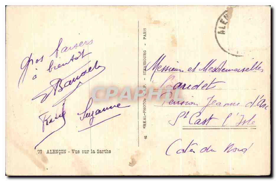 CPA Alencon Vue Sur la Sarthe — Rückseite