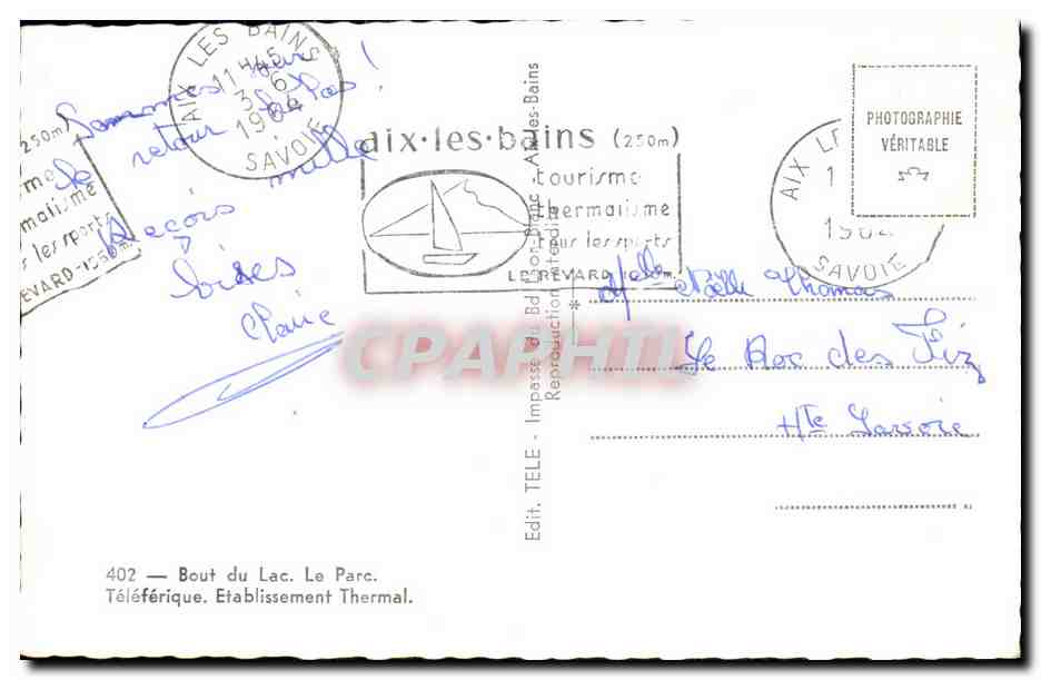 CPA Aix les Bains Teleferique Parc Etablissement thermal — Verso