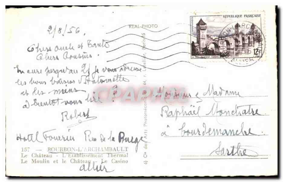 CPA Bourbon l'archambault  — Verso