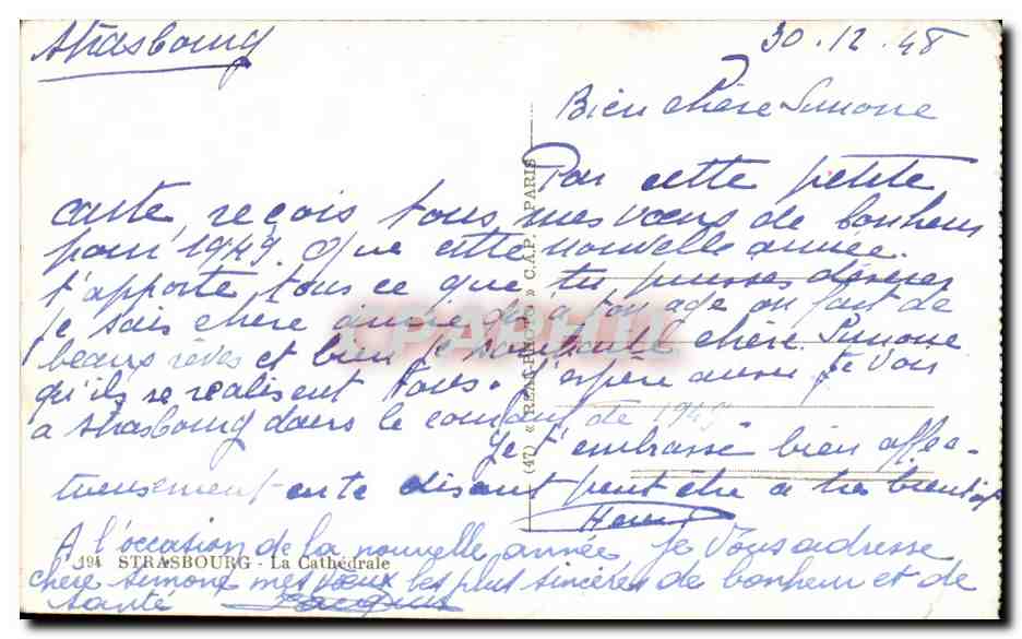 CPA Str Strasbourg la cathedrale — Rückseite