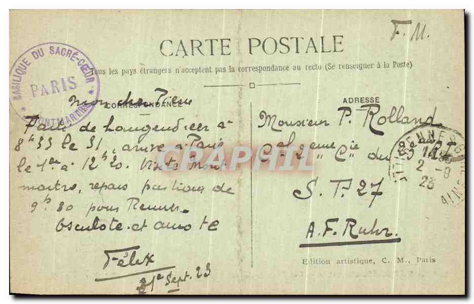 CPA Paris Montmartre Les Feux de Sur la Butte Montmartre  — Rückseite