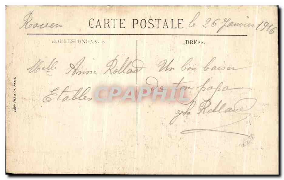 CPA Rouen le porche de saint maclou — Verso