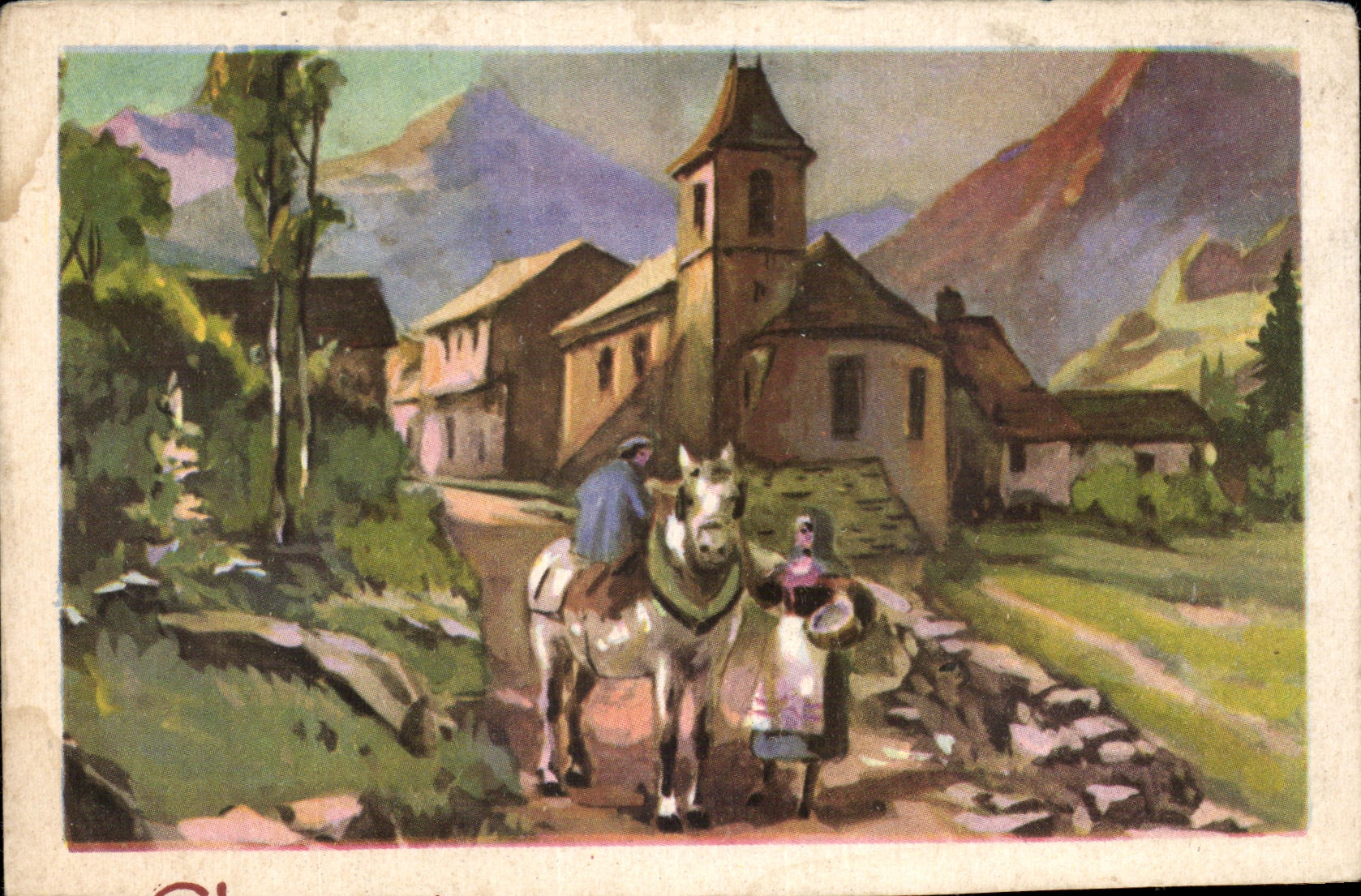 Antike Ansichtskarte Village Cheval