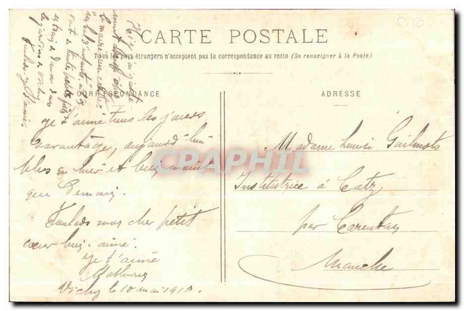 CPA Vichy Le Genie des Eaux — Rückseite