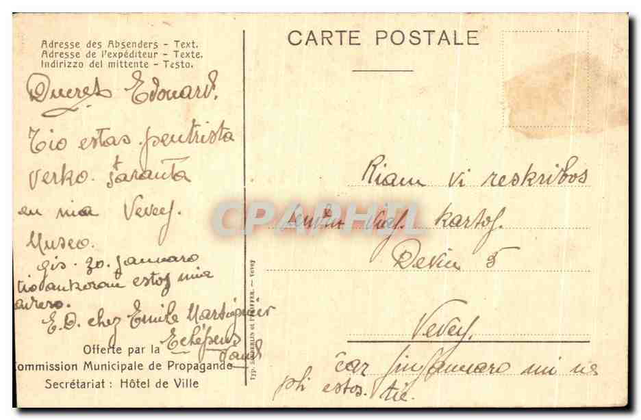 CPA Musee Jenisch Vevey — Verso