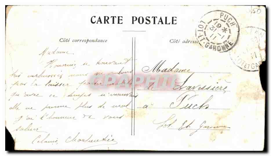 Cartolina d'epoca Castello di Villandry (Indre Et Loire) — Verso