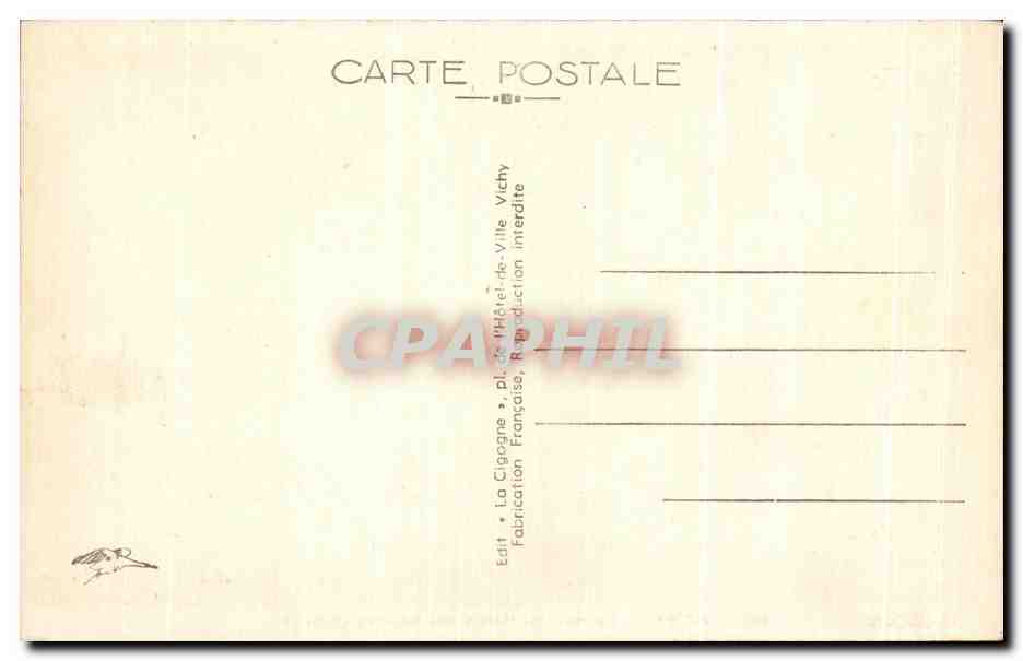 CPA La Cigogne vichy le hall du palais des sources chomel — Verso