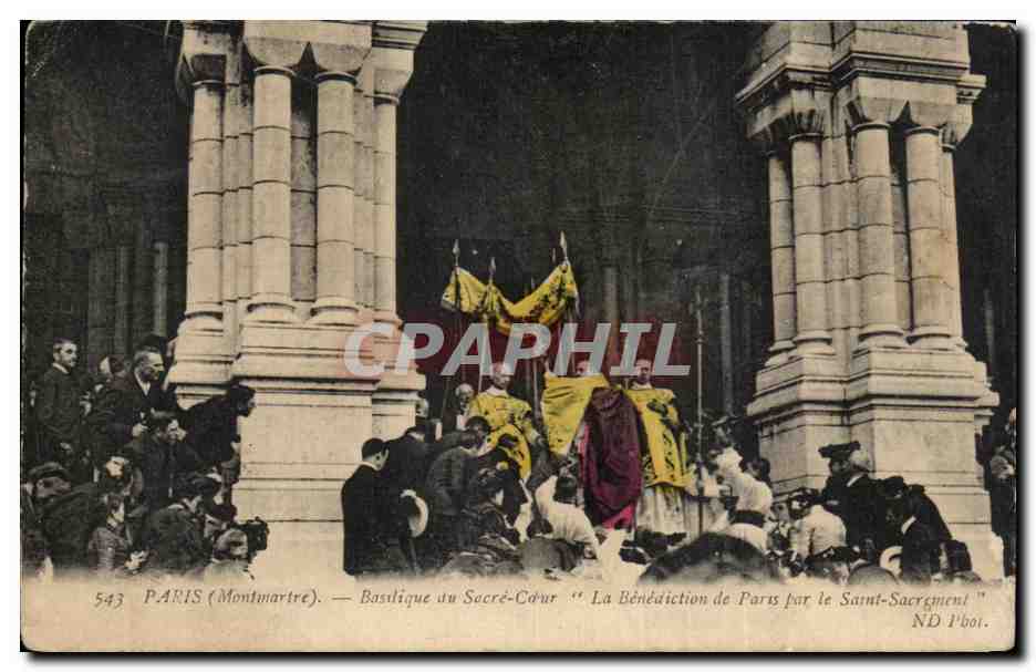 CPA Paris montmartre basilique du sacre Coeur Benediction de paris par le Saint Sacrement 