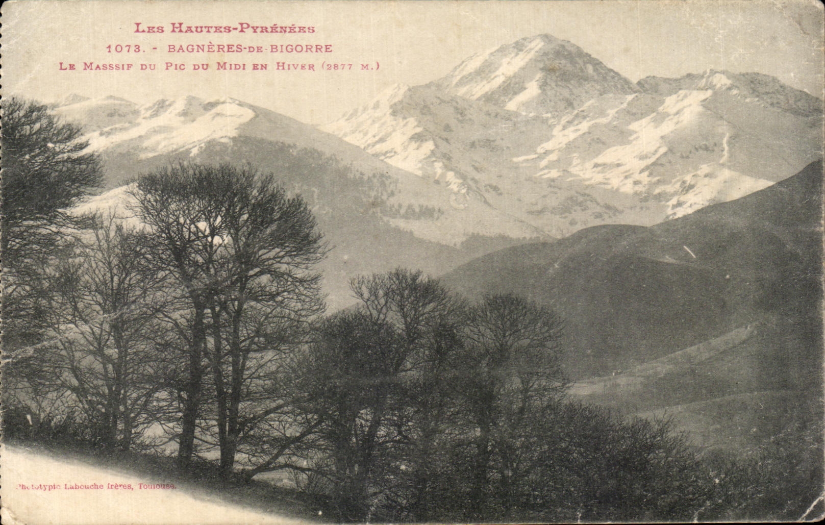 Antike Ansichtskarte Bagneres Bigorre Le Du Pic du Midi Winter