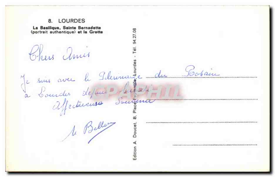 CPA A Lourdes — Verso