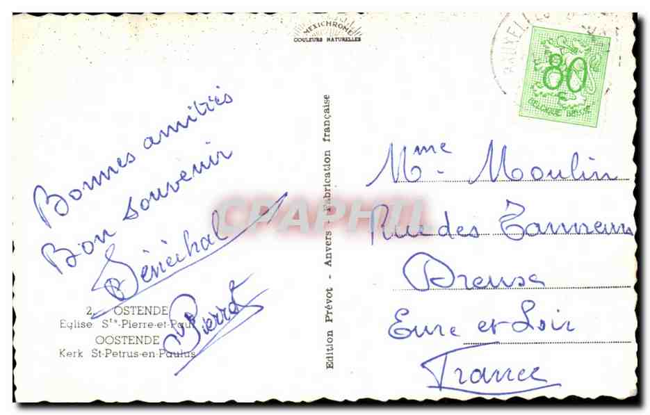 CPA Ostende Eqlise S pierre et Oostende Kerk St Petrus en Paulus — Rückseite