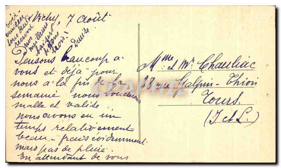 CPA Vichy La Tour L'Horloge — Verso