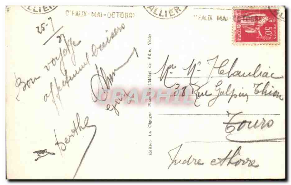 CPA Vichy La Pont Aristide Briand — Verso